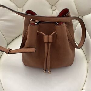 Elegant Brown Leather Bucket Bag